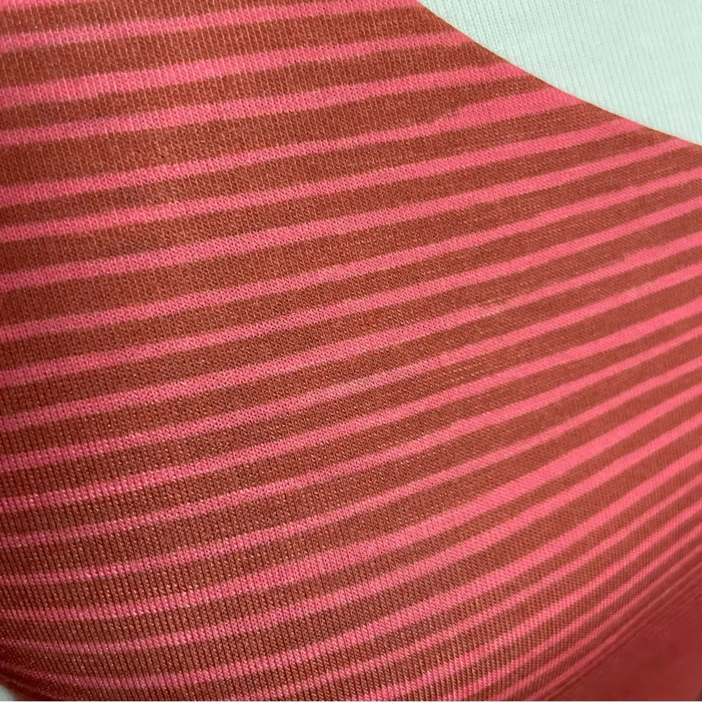 Prana Dress Opal Racerback Shelf Bra Pocket Athleisure Striped Pink Coral Rust